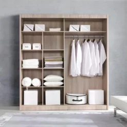 Armoire 200cm Avec Miroirs Et Portes Coulissantes. Collection ROMEO. Effet Chêne 8 Armoire 200cm Avec Miroirs Et Portes Coulissantes. Collection ROMEO. Effet Chêne -Sominova Soldes Boutique armoire et dressing 9577899