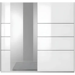 Armoire Design 2 Portes 220 Cm Avec Miroir. Couleur Blanc Brillant. Collection EOS -Sominova Soldes Boutique armoire et dressing 9578035