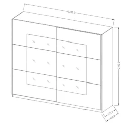 Armoire Design 2 Portes 220 Cm Avec Miroir. Couleur Blanc Brillant. Collection EOS -Sominova Soldes Boutique armoire et dressing 9578039