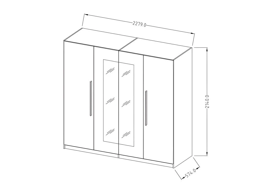 Armoire 4 Portes Avec Miroirs Couleur Blanc Et Gris Anthracite - IRINA 6 Armoire 4 Portes Avec Miroirs Couleur Blanc Et Gris Anthracite - IRINA – Image 4