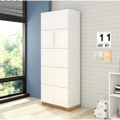Armoire 2 Portes Blanche Haut. 180 Cm 10 Niches