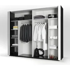 Armoire LINA Blanche Et Noire Brillante Tout équipée. Meuble Design Pour Votre Chambre à Coucher -Sominova Soldes Boutique armoire et dressing 9578125