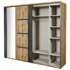CANDAS - Armoire 2 Portes Coulissantes 245cm Effet Bois 9 CANDAS - Armoire 2 Portes Coulissantes 245cm Effet Bois -Sominova Soldes Boutique armoire et dressing 9578179