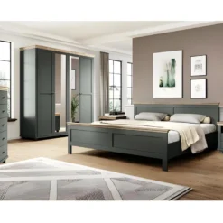 Armoire 200x220 Avec 4 Portes. Coloris Vert Kaki Et Chêne. Collection ASSIA -Sominova Soldes Boutique armoire et dressing 9578213