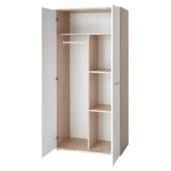 Armoire Chambre D'enfant Design Coloris Chêne Et Blanc Avec 2 Portes Battantes Collection DENVER. -Sominova Soldes Boutique armoire et dressing 9578221