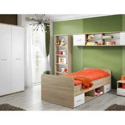 Armoire Chambre D'enfant Design Coloris Chêne Et Blanc Avec 2 Portes Battantes Collection DENVER. -Sominova Soldes Boutique armoire et dressing 9578223