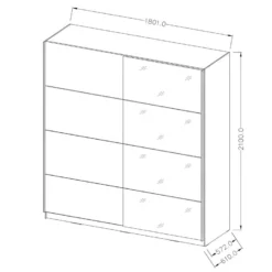 Armoire Design 2 Portes 180 Cm Avec Miroir. Couleur Blanc Brillant. Collection EOS -Sominova Soldes Boutique armoire et dressing 9578241