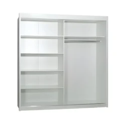 Armoire, Garde Robe ARSALA 200 Cm Deux Portes Coulissantes. Dressing Complet Avec Miroir, Penderie Et étagères. Coloris Blanc 5 Armoire, Garde Robe ARSALA 200 Cm Deux Portes Coulissantes. Dressing Complet Avec Miroir, Penderie Et étagères. Coloris Blanc -Sominova Soldes Boutique armoire et dressing 9578377