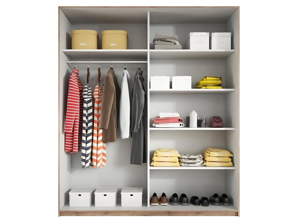 Armoire Design 2 Portes 220cm Couleur Chêne Clair Et Blanc. Collection EOS 5 Armoire Design 2 Portes 220cm Couleur Chêne Clair Et Blanc. Collection EOS – Image 3