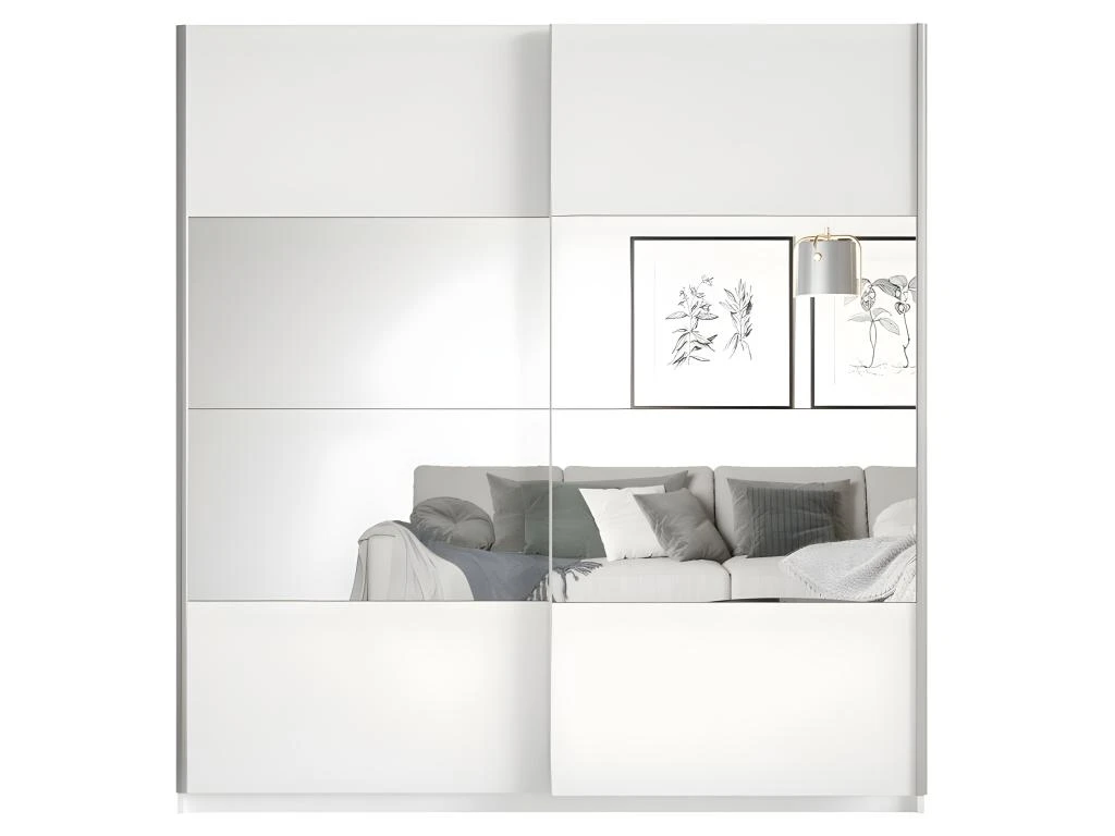 Armoire Design 220cm. 2 Portes Avec Miroirs Modulables. Couleur Blanc Mat. Collection EOS 6 Armoire Design 220cm. 2 Portes Avec Miroirs Modulables. Couleur Blanc Mat. Collection EOS – Image 4