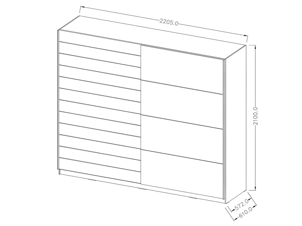 Armoire 2 Portes Coulissantes 220cm Couleur Chêne Et Blanc. Collection FLOYD 5 Armoire 2 Portes Coulissantes 220cm Couleur Chêne Et Blanc. Collection FLOYD – Image 3