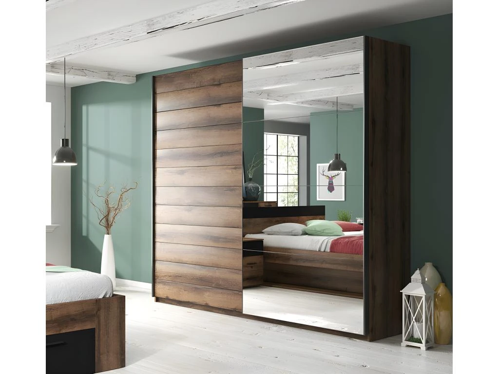 Armoire Design 2 Portes 220cm Couleur Chêne Foncé. Collection EOS 4 Armoire Design 2 Portes 220cm Couleur Chêne Foncé. Collection EOS – Image 2