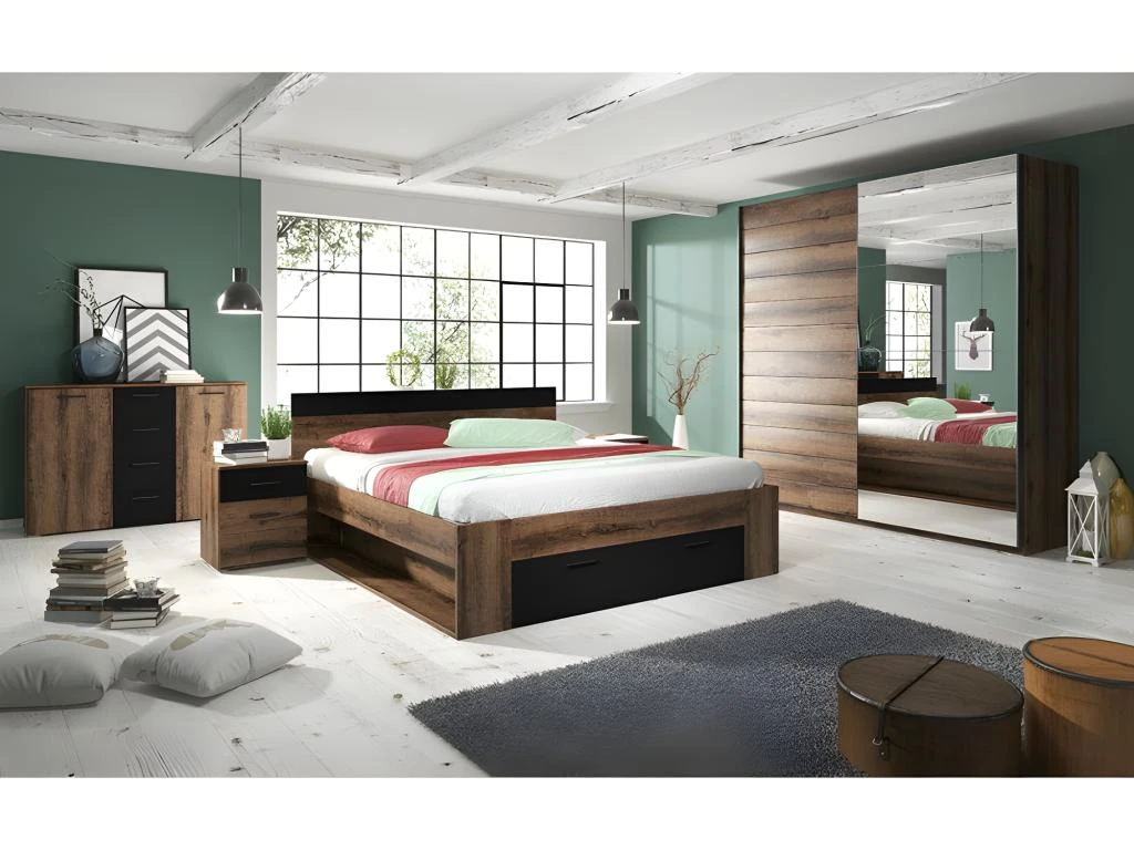 Armoire Design 2 Portes 220cm Couleur Chêne Foncé. Collection EOS 5 Armoire Design 2 Portes 220cm Couleur Chêne Foncé. Collection EOS – Image 3