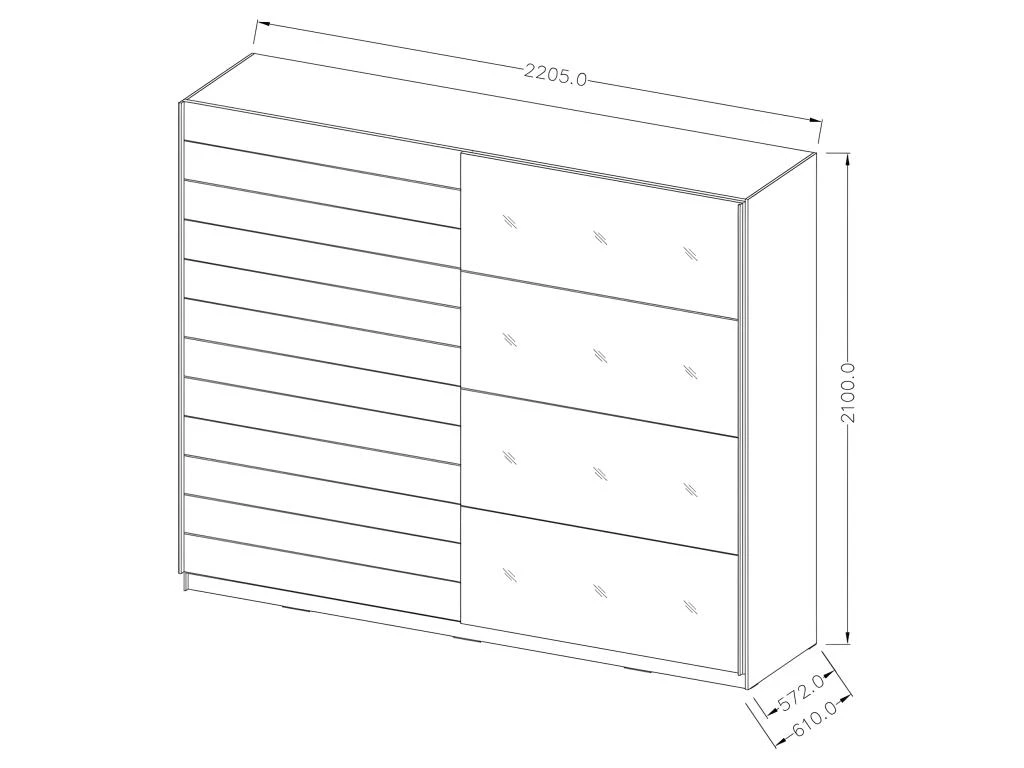 Armoire Design 2 Portes 220cm Couleur Chêne Foncé. Collection EOS 7 Armoire Design 2 Portes 220cm Couleur Chêne Foncé. Collection EOS – Image 5