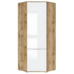 Armoire D'angle 2 Portes Selma Blanc Et Bois