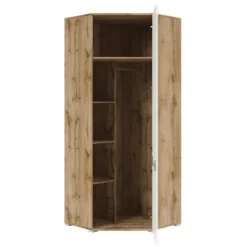 Armoire D'angle 2 Portes Selma Blanc Et Bois -Sominova Soldes Boutique armoire et dressing 9579091