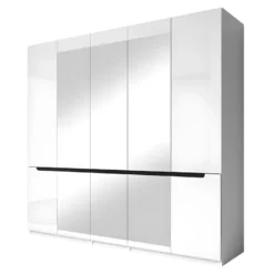 Armoire Design 5 Portes Et 3 Miroirs Couleur Blanche Finitions Glossy - LUCIA
