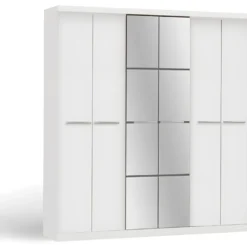 Armoire Avec Miroir WILHEM - 6 Portes - L.203cm - Blanc -Sominova Soldes Boutique armoire 212959