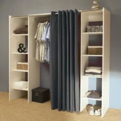 Dressing Extensible EMERIC - L.112/185 Cm - Blanc Et Anthracite