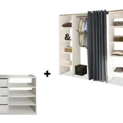 Ensemble Dressing + Meuble De Rangement EMERIC - Blanc & Anthracite 9 Ensemble Dressing + Meuble De Rangement EMERIC - Blanc & Anthracite -Sominova Soldes Boutique armoire 233701