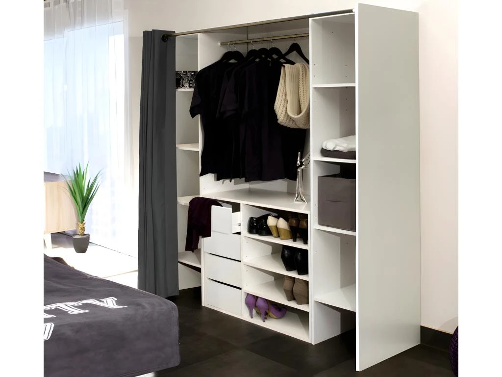 Ensemble Dressing + Meuble De Rangement EMERIC - Blanc & Anthracite 3 Ensemble Dressing + Meuble De Rangement EMERIC - Blanc & Anthracite