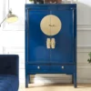 Armoire NANTONG - 2 Portes & 2 Tiroirs - L.105 Cm - Bois De Sapin - Bleu Nuit -Sominova Soldes Boutique armoire 279625