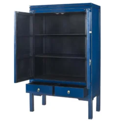 Armoire NANTONG - 2 Portes & 2 Tiroirs - L.105 Cm - Bois De Sapin - Bleu Nuit -Sominova Soldes Boutique armoire 279629