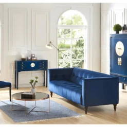 Armoire NANTONG - 2 Portes & 2 Tiroirs - L.105 Cm - Bois De Sapin - Bleu Nuit -Sominova Soldes Boutique armoire 279633