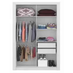 Armoire PETTERI - 2 Portes Coulissantes - Avec Miroir - L.152 Cm - Blanc -Sominova Soldes Boutique armoire 297057