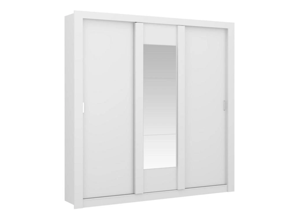 Armoire Avec Miroir ROXANE - 3 Portes Coulissantes - L. 220 Cm - Blanc 5 Armoire Avec Miroir ROXANE - 3 Portes Coulissantes - L. 220 Cm - Blanc – Image 3