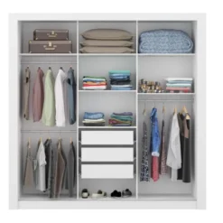 Armoire Avec Miroir ROXANE - 3 Portes Coulissantes - L. 220 Cm - Blanc 11 Armoire Avec Miroir ROXANE - 3 Portes Coulissantes - L. 220 Cm - Blanc -Sominova Soldes Boutique armoire 358877