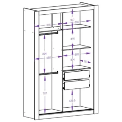 Armoire PETTERI - 2 Portes Coulissantes - Avec Miroir - L.152 Cm - Blanc -Sominova Soldes Boutique armoire 408933