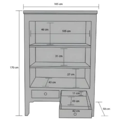 Armoire NANTONG - 2 Portes & 2 Tiroirs - L.105 Cm - Bois De Sapin - Bleu Nuit -Sominova Soldes Boutique armoire 415059