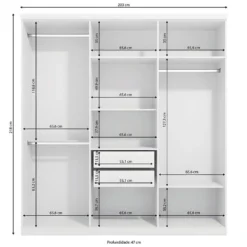 Armoire Avec Miroir WILHEM - 6 Portes - L.203cm - Blanc -Sominova Soldes Boutique armoire 416981