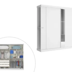 Armoire 2 Portes Coulissantes - Avec Miroir - L231cm - Coloris : Blanc - ADALRIK II -Sominova Soldes Boutique armoire 422233