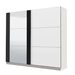 Armoire SUTERA - 2 Portes Coulissantes - Avec Miroir - L.217 Cm - Blanc Et Noir 12 Armoire SUTERA - 2 Portes Coulissantes - Avec Miroir - L.217 Cm - Blanc Et Noir -Sominova Soldes Boutique armoire 424979