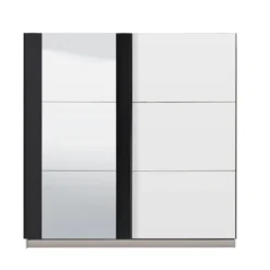 Armoire SUTERA - 2 Portes Coulissantes - Avec Miroir - L.217 Cm - Blanc Et Noir 14 Armoire SUTERA - 2 Portes Coulissantes - Avec Miroir - L.217 Cm - Blanc Et Noir -Sominova Soldes Boutique armoire 424981