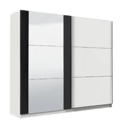 Armoire SUTERA - 2 Portes Coulissantes - Avec Miroir - L.217 Cm - Blanc Et Noir 13 Armoire SUTERA - 2 Portes Coulissantes - Avec Miroir - L.217 Cm - Blanc Et Noir -Sominova Soldes Boutique armoire 424983