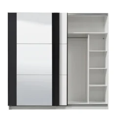 Armoire SUTERA - 2 Portes Coulissantes - Avec Miroir - L.217 Cm - Blanc Et Noir 17 Armoire SUTERA - 2 Portes Coulissantes - Avec Miroir - L.217 Cm - Blanc Et Noir -Sominova Soldes Boutique armoire 424985