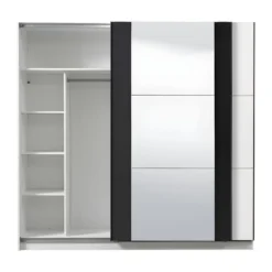 Armoire SUTERA - 2 Portes Coulissantes - Avec Miroir - L.217 Cm - Blanc Et Noir 16 Armoire SUTERA - 2 Portes Coulissantes - Avec Miroir - L.217 Cm - Blanc Et Noir -Sominova Soldes Boutique armoire 424987