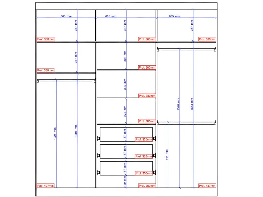 Armoire 3 Portes Coulissantes - Avec Miroir - L205 Cm - Gris Et Beige - DIDDA II 8 Armoire 3 Portes Coulissantes - Avec Miroir - L205 Cm - Gris Et Beige - DIDDA II â Image 6