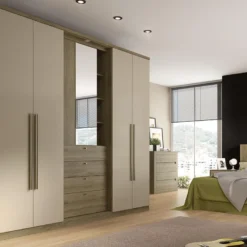 Armoire ISAK II - 4 Portes - Miroir Et Tiroirs - L240 Cm - Chêne Et Ivoire 9 Armoire ISAK II - 4 Portes - Miroir Et Tiroirs - L240 Cm - Chêne Et Ivoire -Sominova Soldes Boutique armoire 446973