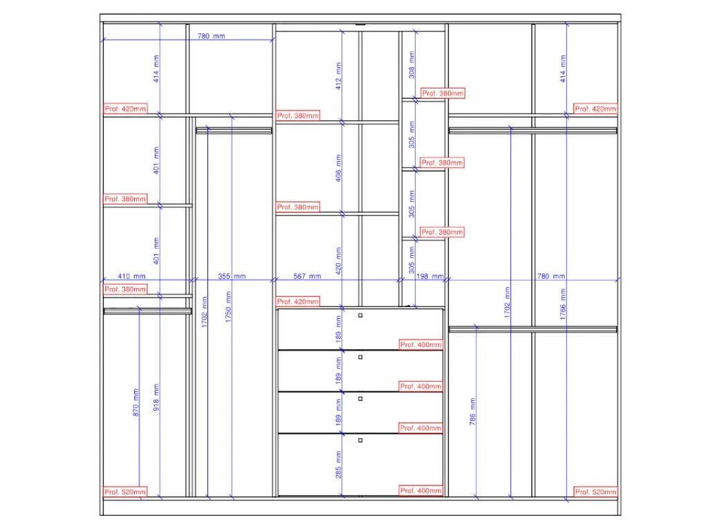 Armoire ISAK II - 4 Portes - Miroir Et Tiroirs - L240 Cm - Chêne Et Ivoire 8 Armoire ISAK II - 4 Portes - Miroir Et Tiroirs - L240 Cm - Chêne Et Ivoire – Image 6