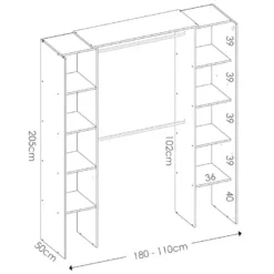 Dressing D'angle Extensible DORIAN - L164/234 Cm - Blanc Et Gris 8 Dressing D'angle Extensible DORIAN - L164/234 Cm - Blanc Et Gris -Sominova Soldes Boutique armoire 486167