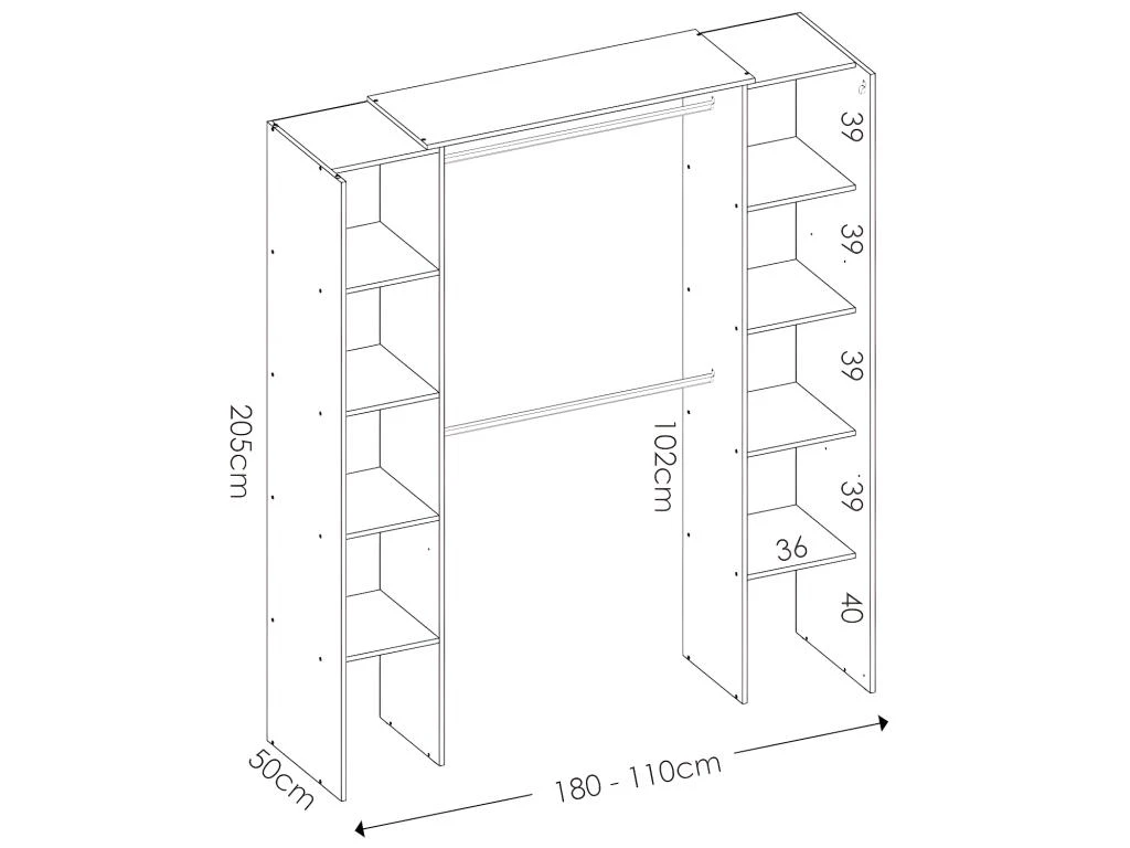 Dressing D'angle Extensible DORIAN - L164/234 Cm - Blanc Et Gris 5 Dressing D'angle Extensible DORIAN - L164/234 Cm - Blanc Et Gris – Image 3