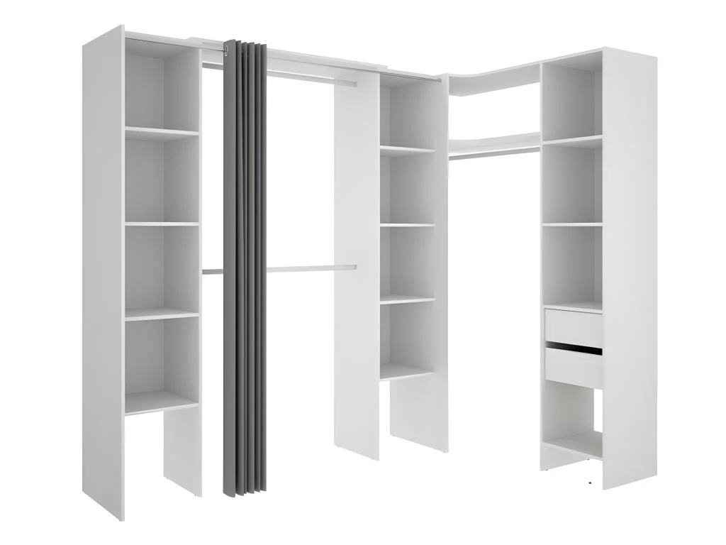 Dressing D'angle Extensible DORIAN - L164/234 Cm - Blanc Et Gris 4 Dressing D'angle Extensible DORIAN - L164/234 Cm - Blanc Et Gris – Image 2