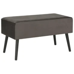 Banquette Pouf Tabouret Meuble Banc Avec Tiroirs 80 Cm Gris Velours 3002160 -Sominova Soldes Boutique banc bout de lit malle et coffre 8842349