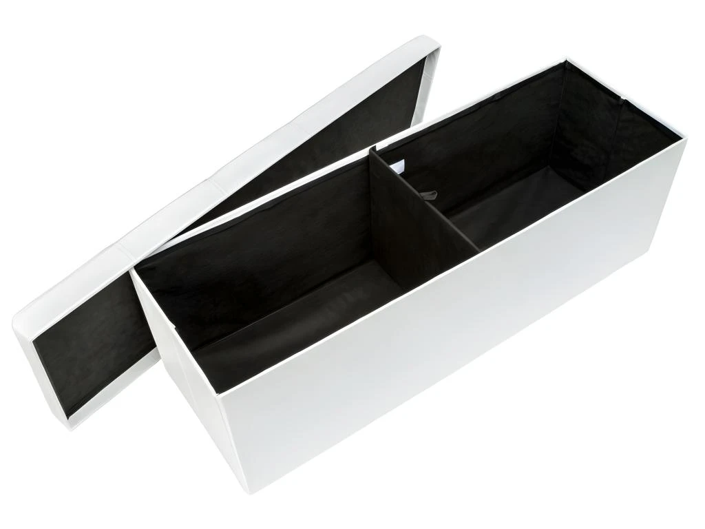 Banc Coffre De Rangement Pliable Aspect Cuir Blanc 2208144 4 Banc Coffre De Rangement Pliable Aspect Cuir Blanc 2208144 – Image 2