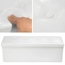Banc Coffre De Rangement Pliable Aspect Cuir Blanc 2208144 8 Banc Coffre De Rangement Pliable Aspect Cuir Blanc 2208144 -Sominova Soldes Boutique banc bout de lit malle et coffre 8842425