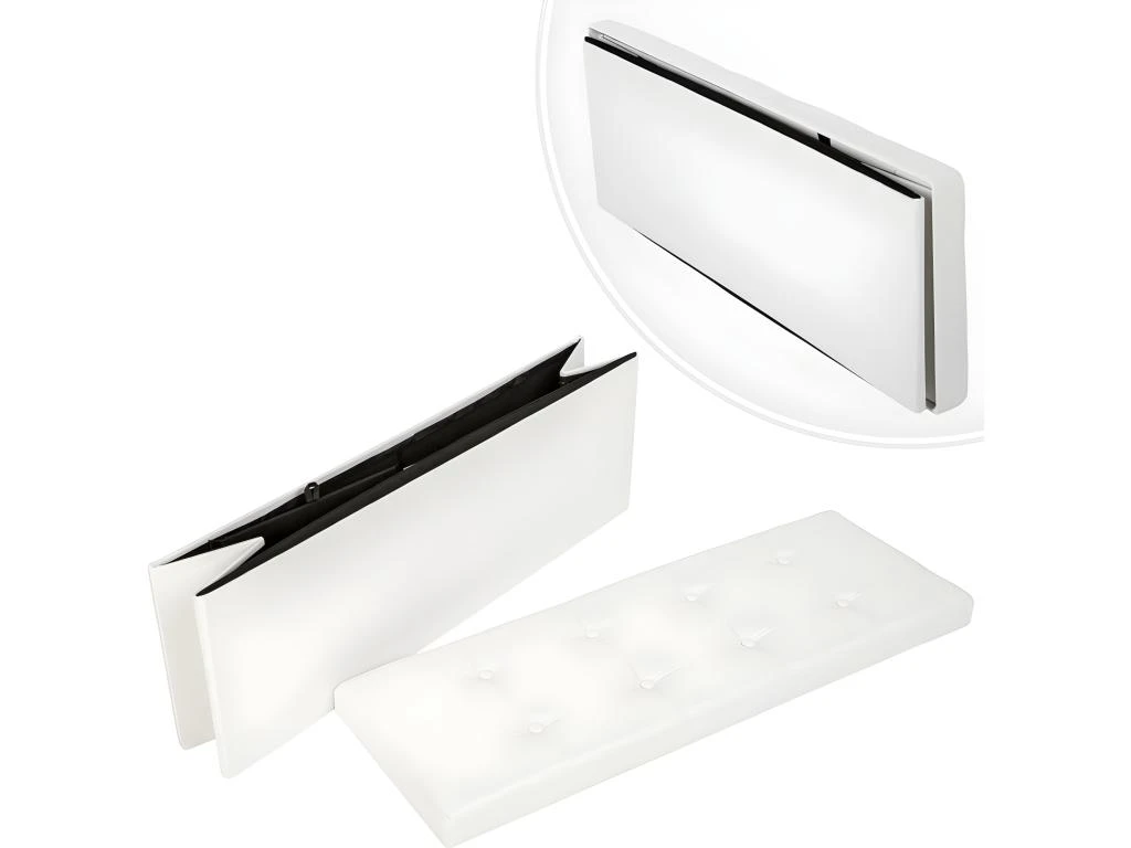 Banc Coffre De Rangement Pliable Aspect Cuir Blanc 2208144 6 Banc Coffre De Rangement Pliable Aspect Cuir Blanc 2208144 – Image 4